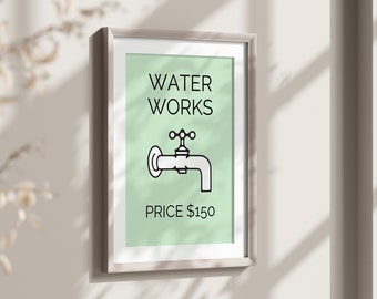 Waterworks Bathroom Print, Bathroom Decor, Bathroom Accessories, Funny Bathroom Print, Restroom Printable Wall Art, Water Works Price 150