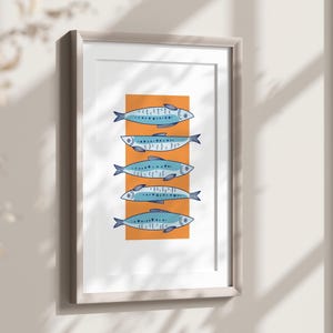 Sardine Print, Fish Wall Art, Trendy Kitchen Decor, Retro Kitchen Poster, Maximalist Wall Art, Andy Warhol Style, Pop Art Home Decor Print