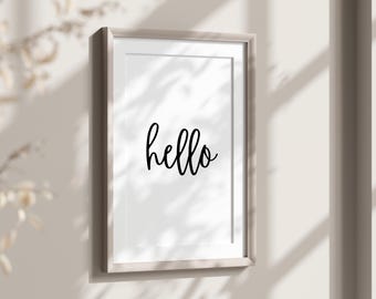 HELLO Print, Entryway Sign, Hello Printable Art, Office Prints, Home Decor, Bedroom Wall Art, Entry Welcome Decor, Minimalist Hallway Art