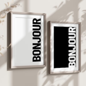 French Home Decor, French Wall Art Set of 2, Bonjour Art Prints, Bonjour Office Wall Print, Bonjour Entrance Decor, Hello Printable Wall Art