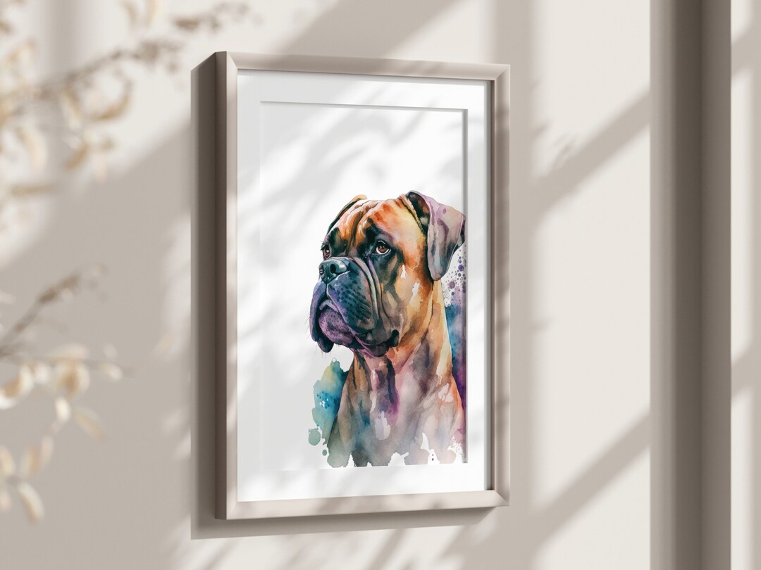 Boxer Dog Print, Dog Art, Boxer Printable Wall Art Dog Lover Gift ...