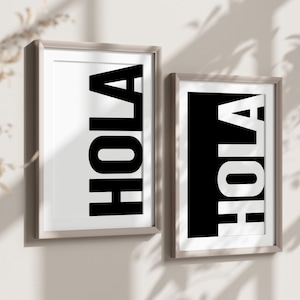 Hola Print Set of 2, Entryway Signs, Hola Printable Wall Art, Office Prints, Home Decor Bedroom Wall Art, Hola Entry Decor, Minimalist Entry
