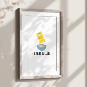 Retro Breakfast Wall Art, Cereal Killer Kitchen Print, Quirky Kitchen Poster, Kitchen Wall Art, Trendy Dining Room Decor, Boho Breakfast Art