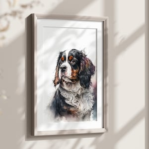 SPANIEL Portrait, Haustier Wohnkultur, Cavalier King Charles Spaniel Druck, Hundekunst, Hundeliebhaber Geschenk, abstrakter Hund Kunst, digitaler Download
