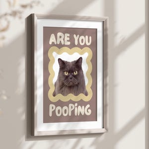 Funny Toilet Cat Prints Bathroom Wall Art, Are You Pooping Toilet Wall Decor, Bathroom Print, Retro Toilet Art Print Grumpy Cat Funny Poster