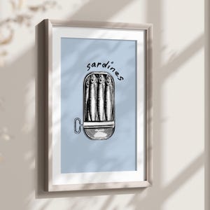 Sardines Wall Art Print, Tin Fish Print, Sardines Tin Print, Vintage Fish Print, Kitchen Wall Art, Trendy Wall Decor, Seafood Printable Art