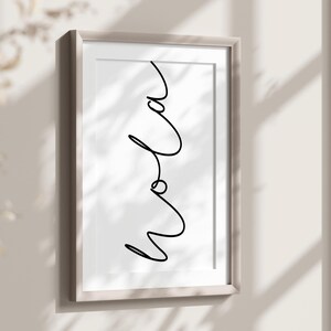 Hola Print, Entryway Sign, Hola Printable Wall Art, Office Print, Home Decor, Bedroom Wall Art, Typographic Print, Minimalist Entry Poster