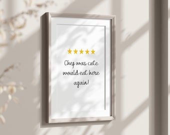 Cartel de Chef era lindo, decoración estética de cocina, arte de cocina divertido, impresión minimalista de arte de pared de cocina, reseña divertida de chef, regalo de chef, regalo divertido para esposa