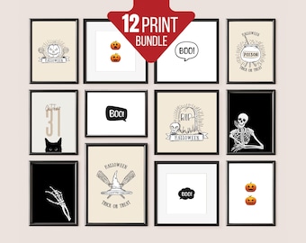 HALLOWEEN Art Mega Bundle, Set of 12 Printables, Halloween Gallery Wall, Trendy Halloween, Neutral Halloween Prints, Vintage Halloween Decor