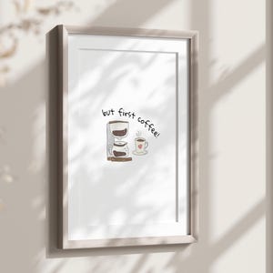 Impresión artística de café, impresión artística para pared de cocina, decoración moderna de cocina con café pastel, arte imprimible con frase sobre café, letrero de estación de café, taza de café