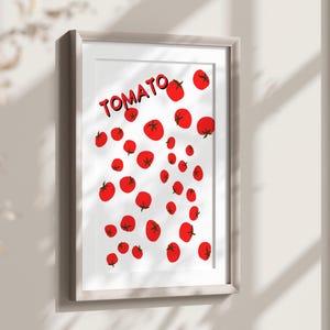 Tomatoes Wall Art Vintage Food Art Print Trendy Tomato Poster Retro Kitchen Art Red Tomatoes Food Art Print Trendy Printable Wall Art Poster