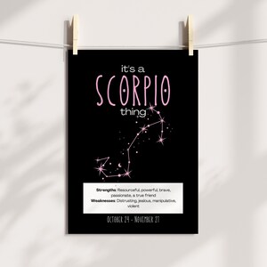 SCORPIO Poster, Zodiac Scorpio Star Sign Print, Boho Wall Decor, Scorpio Wall Art, Horoscope Scorpio Constellation, Astrology Printable Art