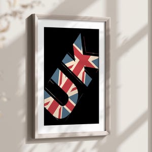 Tendy British Flag Wall Decor, Patriotic UK Union Jack Typography, United Kingdom Poster, British Culture, England Flag UK Heritage Wall Art