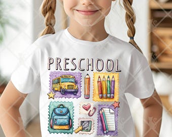 Preschool Doodle Stamps Design, Digital Download PNG, Back to School