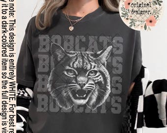 Bobcats Mascot Retro Halftone Digital Download Design| PNG File |  Vintage Sports School Teams