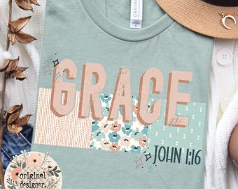 Grace Retro Design | Digital Download | PNG File | Typography | Vintage Distressed Grunge | Faith