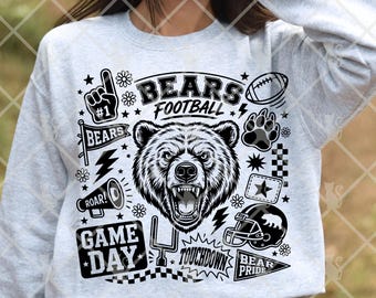 PNG del equipo de animación del día del partido, descarga del diseño digital de deportes escolares de fútbol americano de los Bears