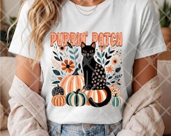 Purrin' Pumpkin Patch Design | Digital Download | PNG File | Fall PNG | Halloween design | Boho