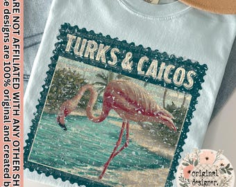 Turks and Caicos Stamp Design | Digital Download | PNG File | Distressed Vintage Design | Summer Vacation