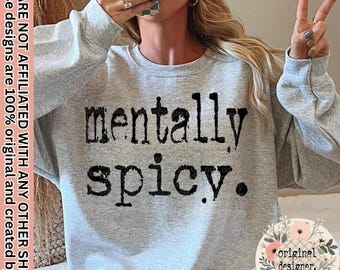 Mentally Spicy Typography Design | Digital Download | PNG File | Sublimation and DTF Design | Retro Typewriter | Vintage | 70&#39;s style
