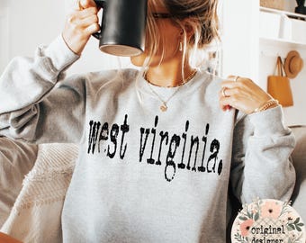 West Virginia Typography State Design | Digital Download | PNG File |  Distressed Design | Retro Typewriter