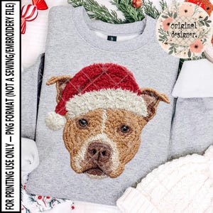 Latch Hook Yarn Crochet Santa Pitbull Design | Digital Download | PNG File |  Custom Gifts Pets Animals Dog