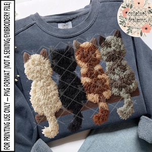 Crochet Cats Design | Téléchargement numérique | Fichier PNG | Cadeaux personnalisés Animaux de compagnie Animaux Chat
