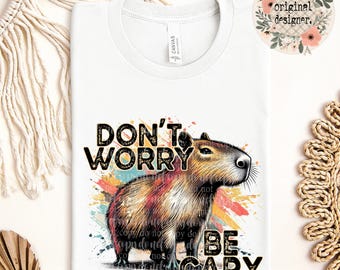 Capybara Design, Don't Worry Be Capy Retro Animal Digital Download, PNG
