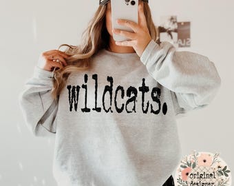 Wildcats Typography Mascot Design | Digital Download | PNG File | Sublimation and DTF Design | Distressed Design | Sports School Teams