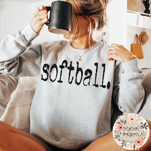 Softball Digital Design Download Vintage Retro Typewriter Sports Teams PNG