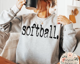 Softball Digital Design Download Vintage Retro Typewriter Sports Teams PNG