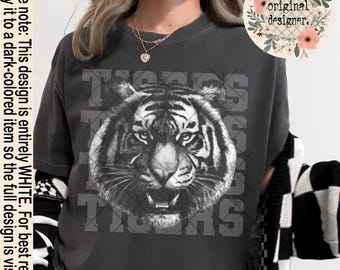 Tijgers mascotte retro halftoon digitaal downloadontwerp| PNG-bestand vintage sportschoolteams