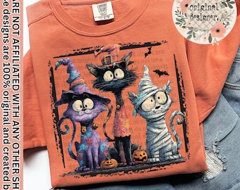 Katzen-Süßes-oder-Saures-Design, Halloween-Herbst-Digital-Download (PNG)