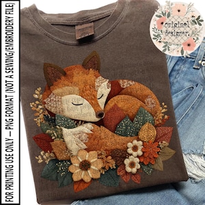Diseño de zorro de cabaña vintage / Descarga digital / Archivo PNG / Cosecha de otoño / Festivales florales, animales del bosque