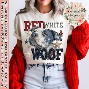 Red White Woof Pitbull Design | Digital Download | PNG File |  July 4th Patriotic Fourth