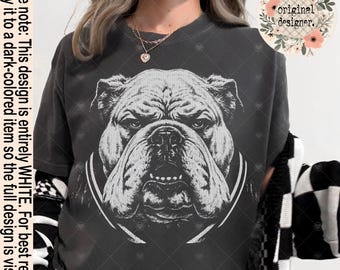 Digital Halftone Bulldogs Mascot Retro Design Download, PNG File, Vintage Sports School Teams