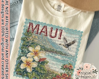 Maui Stempel Design | Digitaler Download | PNG-Datei | Beunruhigt Vintage Design | Sommer Urlaub