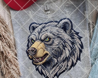 Sparkly Bear Design Digital Download, Mascot School Spirit Sports PNG