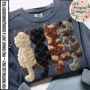 Latch Hook Yarn Crochet Cats Design Digital Download, Custom Gifts Pets Animals PNG