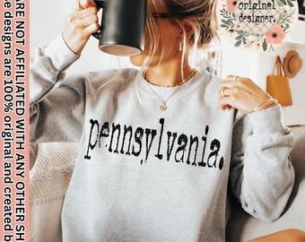 Pennsylvania Typography State Design | Digital Download | PNG File |  Distressed Design | Retro Typewriter