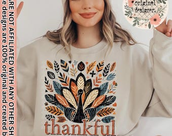Thankful Turkey Design | Digital Download | PNG File | Fall | Halloween design | Boho