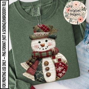 Vintage Cottage Snowman Design | Digital Download | PNG File | Merry Christmas | Floral Holiday
