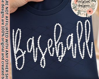 Honkbal sportontwerp | Digitale download | PNG-bestand | Girly parels | Coquette School-teams