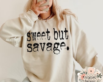 Sweet but Savage Typography Design | Digital Download | PNG File |  Retro Typewriter | Vintage | 70's style