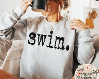 Swim Typography Design | Digital Download | PNG File |  Retro Typewriter | Vintage Distressed Design |
