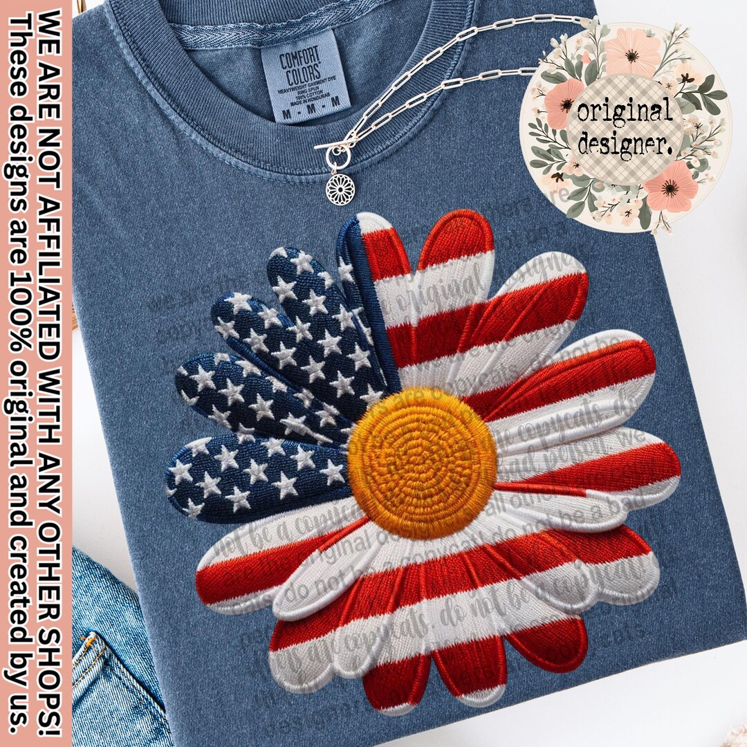 Patriotic Daisy Flag Floral Design | Digital Download | PNG File | July ...