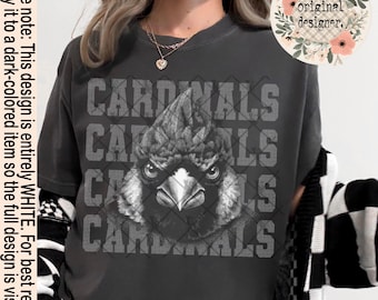 Cardinals mascotte retro halftoon digitaal downloadontwerp| PNG-bestand | Vintage sportschoolteams