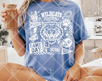 Descarga de diseño digital blanco para el día del partido de los Wildcats, PNG para aficionados a los equipos deportivos escolares