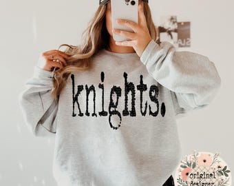 Knights Mascot Typography Design PNG,  Distressed Sports Team Digital Download