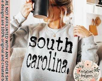 South Carolina Typography State Design | Digital Download | PNG File |  Distressed Design | Retro Typewriter